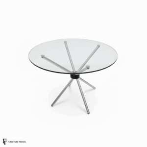 Mesa redonda de cristal – Plateado